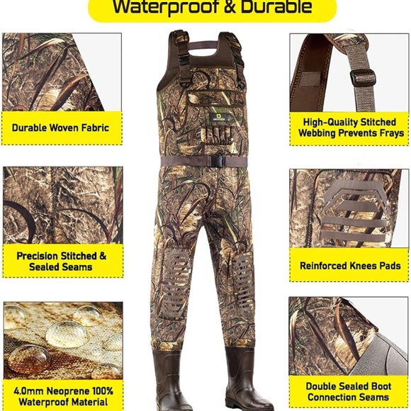 Waterproof Wader for Men With Boots - Picture 3 of 7
